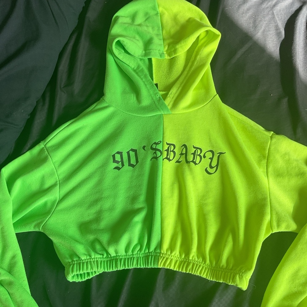 SHEIN Neon Green 90's Baby V-Neck Sweater